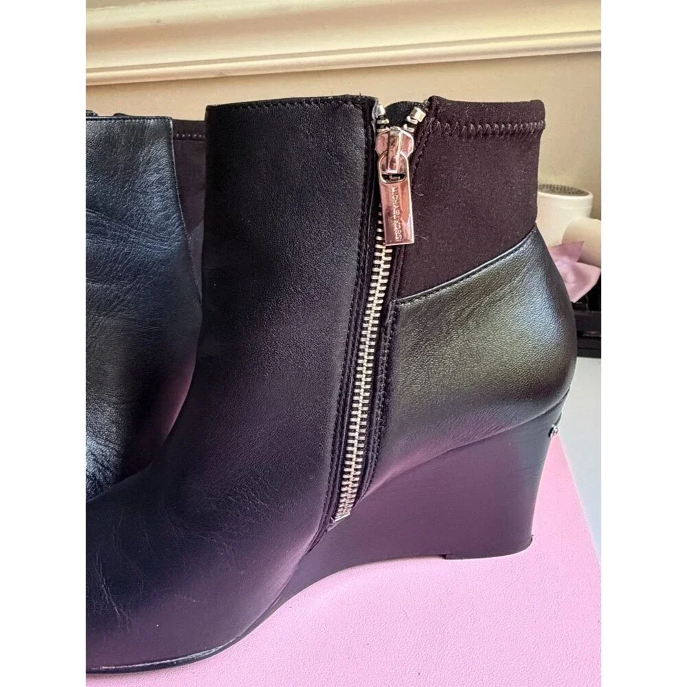 MICHAEL Michael Kors Black Leather Ankle Booties with Side Zip